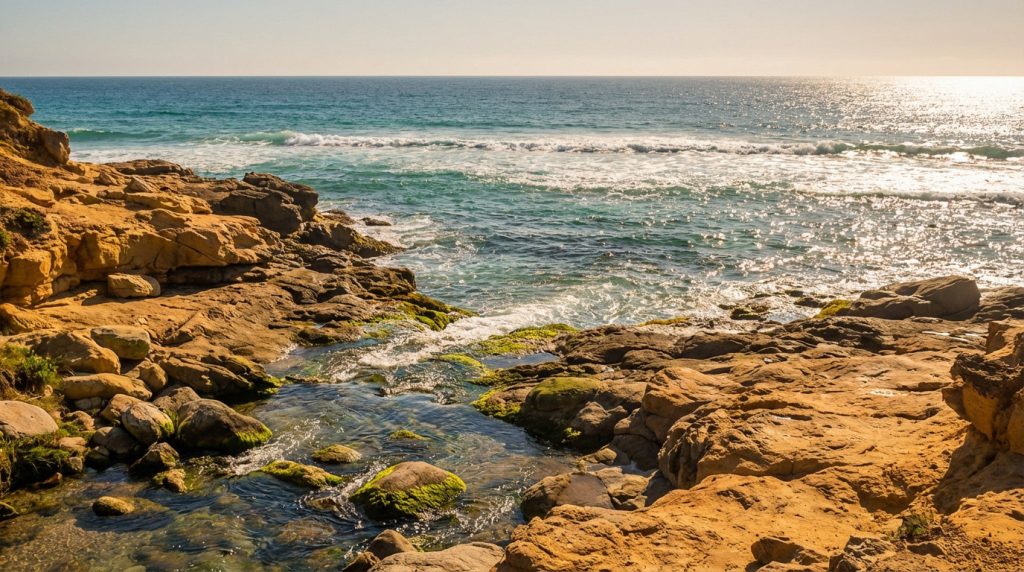 Vue panoramique de l'océan illustrant la salinité de la mer et les processus géologiques